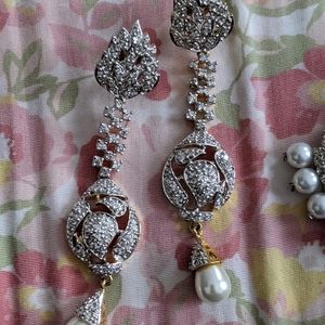 Silver pearl Ethnic traditional indian pakistani earrings